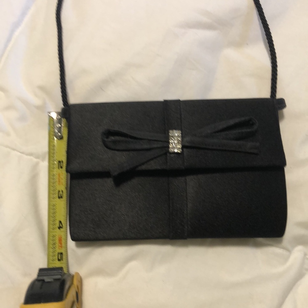 Formal, small, black satin purse - Picture 4 of 9
